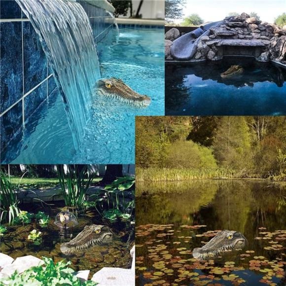 Pond Floating Alligator Head Decoy,Outdoor Pools Float Fake Gator Head Deterrent - Picture 4 of 6